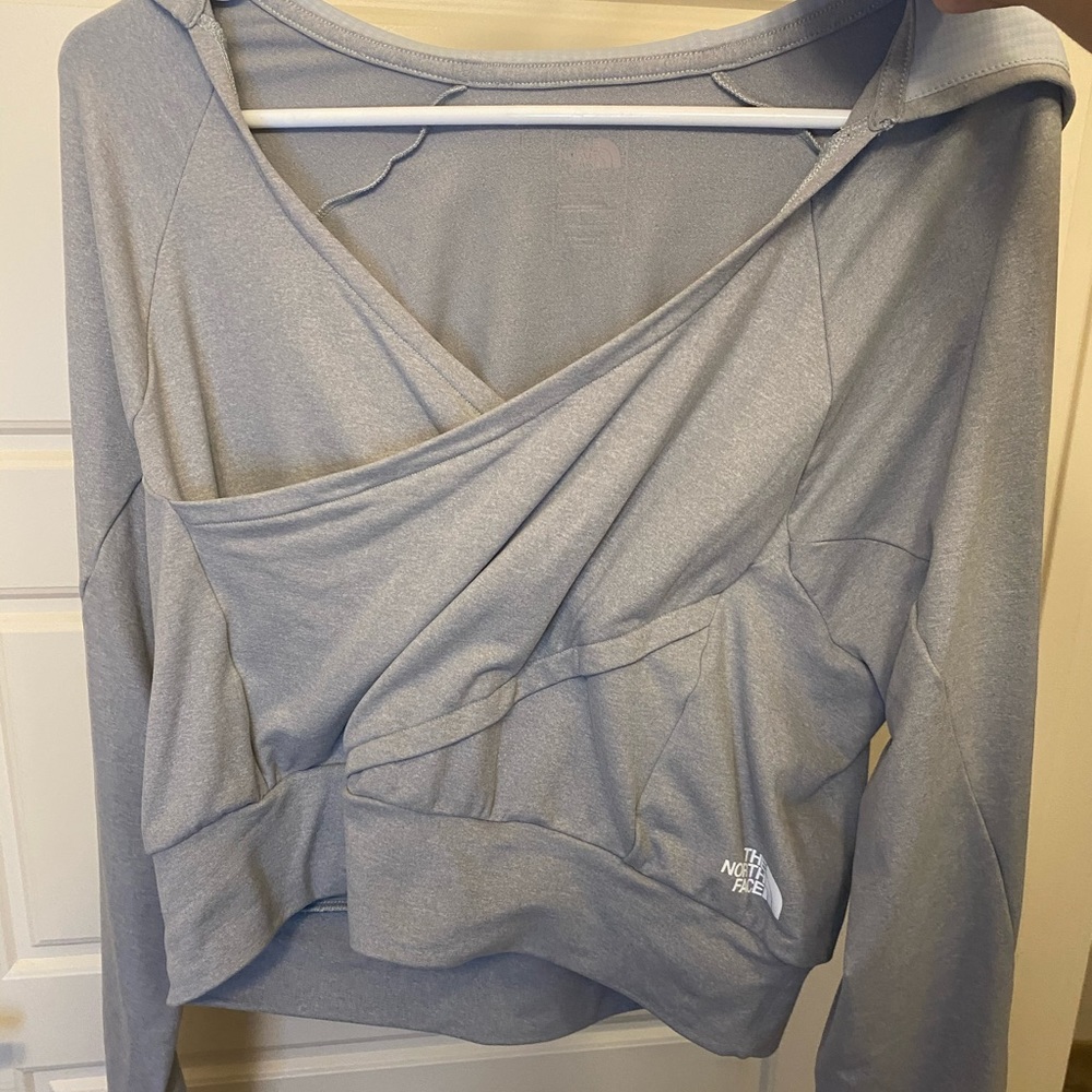 Grey Northface Cropped Hoodie